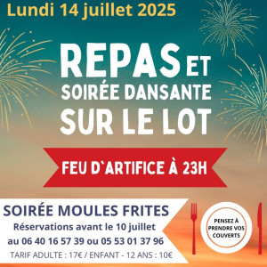 Repas et soirée dansante sur le Lot